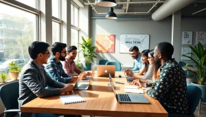 Engaged entrepreneurs in a collaborative workspace promoting startup kolkata innovation.