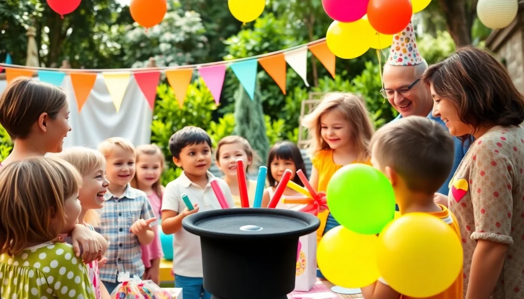 Birthday party entertainers showcasing fun and engaging activities for children at a vibrant party.