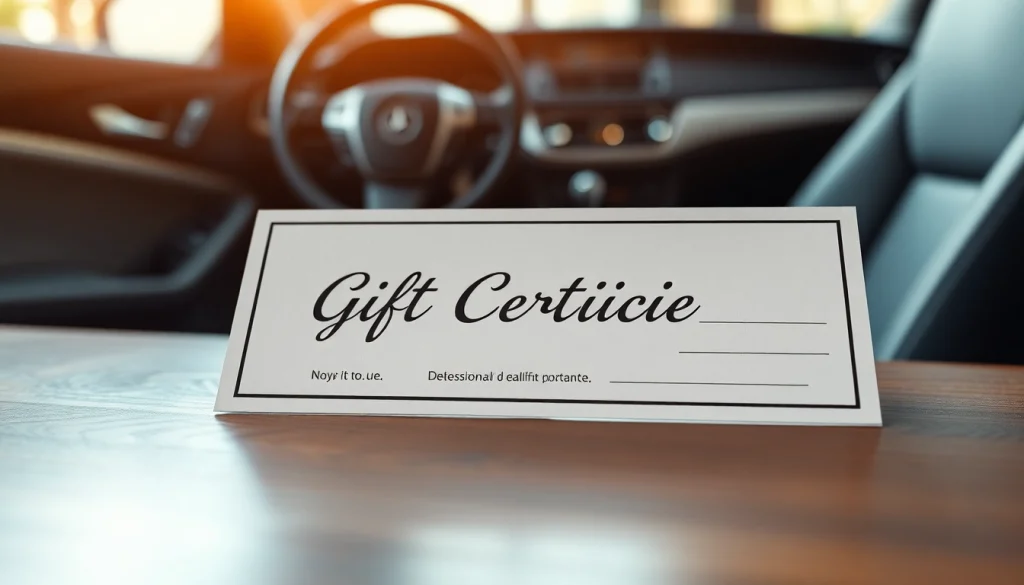 Check out this car detailing gift certificate displayed on an elegant surface, perfect for gifting.