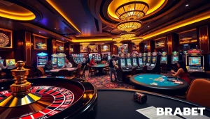 Experience the excitement of BRABET in a vibrant casino setting filled with action and luxury.