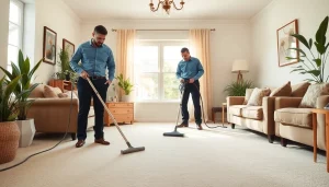 local carpet cleaners professionally cleaning a cozy living room with high-quality equipment