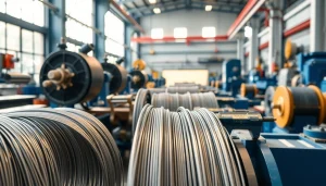 Flexible Wire Manufacturer showcasing intricate wire spooling in a modern workshop