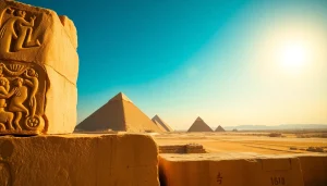 Discover the majestic piraminds of Giza under bright sunlight with intricate details and dramatic shadows.