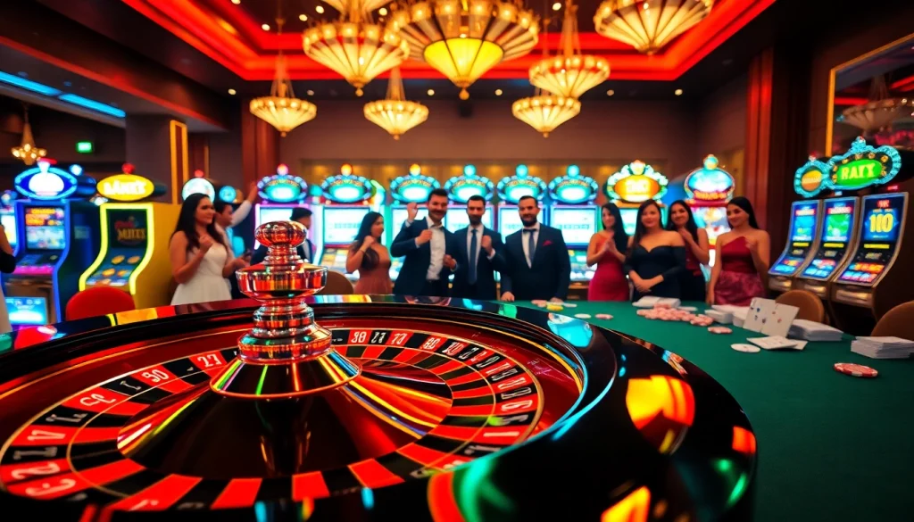 Experience the excitement of roulette at xx88 com with a vibrant casino scene featuring players and chips.