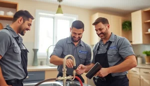 Plumber near Riverside, CA fixing a leaky sink in a bright kitchen.