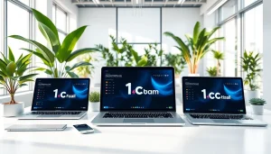 Showcasing 1cplatform in a modern workspace with sleek design and bright lighting.