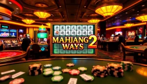 Experience the thrills of Mahjong Ways 2 amidst a vibrant casino atmosphere with engaging gameplay.