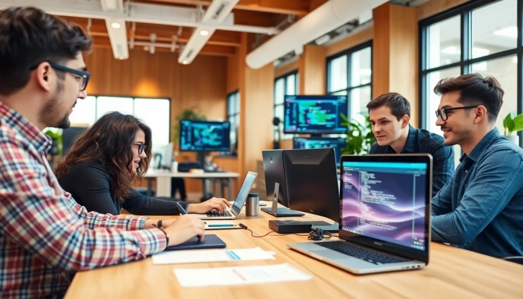 Developers utilizing 1cplatform tools in a vibrant and modern workspace.