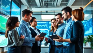 Business automation experts near me collaborating in a modern office environment.