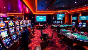 Engaging players enjoying the excitement of MM88 in a vibrant casino environment.
