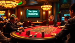 The official hidden wiki guides players in a vibrant casino atmosphere with blackjack and roulette.