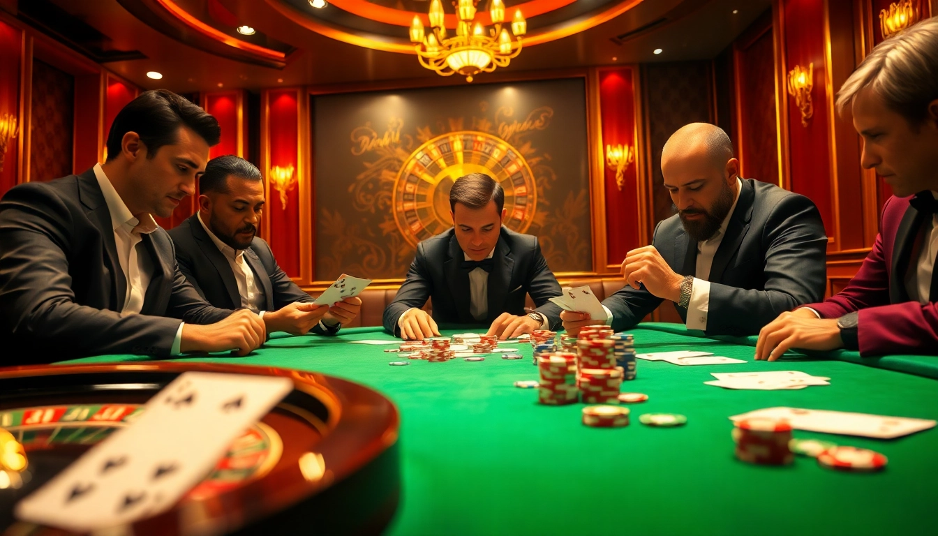 Người chơi tại bàn poker LUCK8 đang lên chiến lược cược với các chip đầy màu sắc.