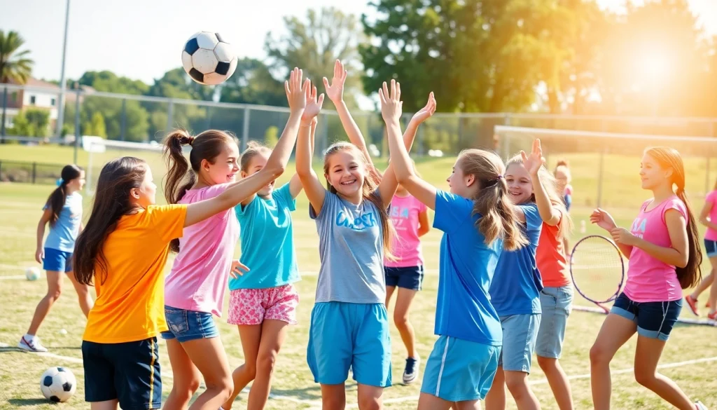 Engaged girls enjoying activities at Multi Sports Camps for Girls, showcasing teamwork and sportsmanship.