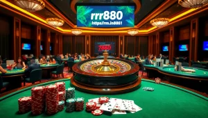 Exciting casino scene showcasing roulette and poker tables with a focus on https://rr888.in.net/.