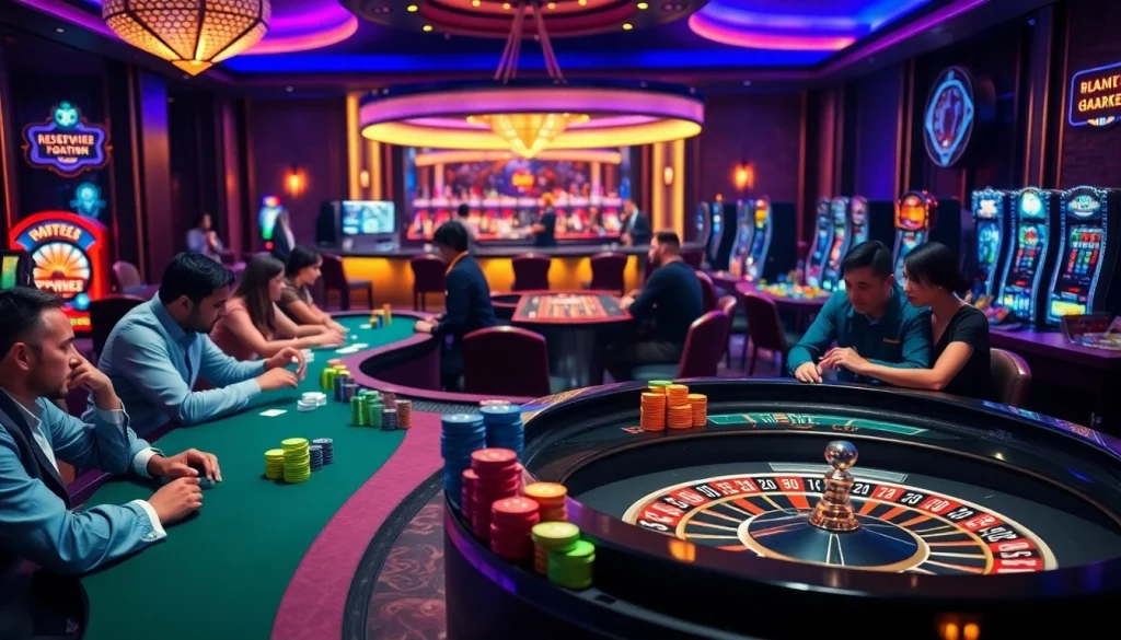 Engage in thrilling gambling experiences at https://789bet.tours/ with vibrant poker tables and roulette wheels.