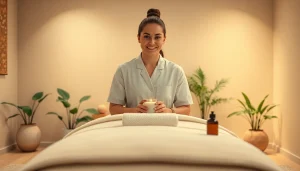 Professional 출장안마 therapist in a calming massage environment with soothing decor.