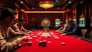 Players in a high-stakes poker game at a casino influenced by hidden wiki dark web themes.