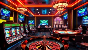 Experience the excitement at Trang Chủ OKWIN with professional online gambling scenes showcasing vibrant tables and interfaces.