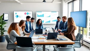 Showcase of fractional CMO services enhancing team collaboration in a modern office.