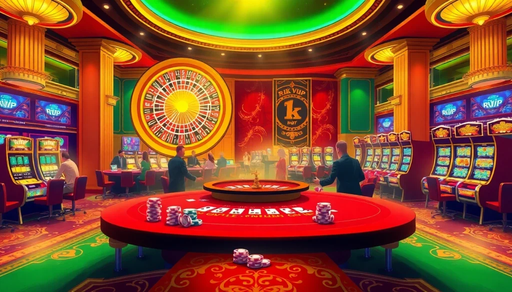 Experience the thrill of rik vip with vibrant casino tables and engaged players.