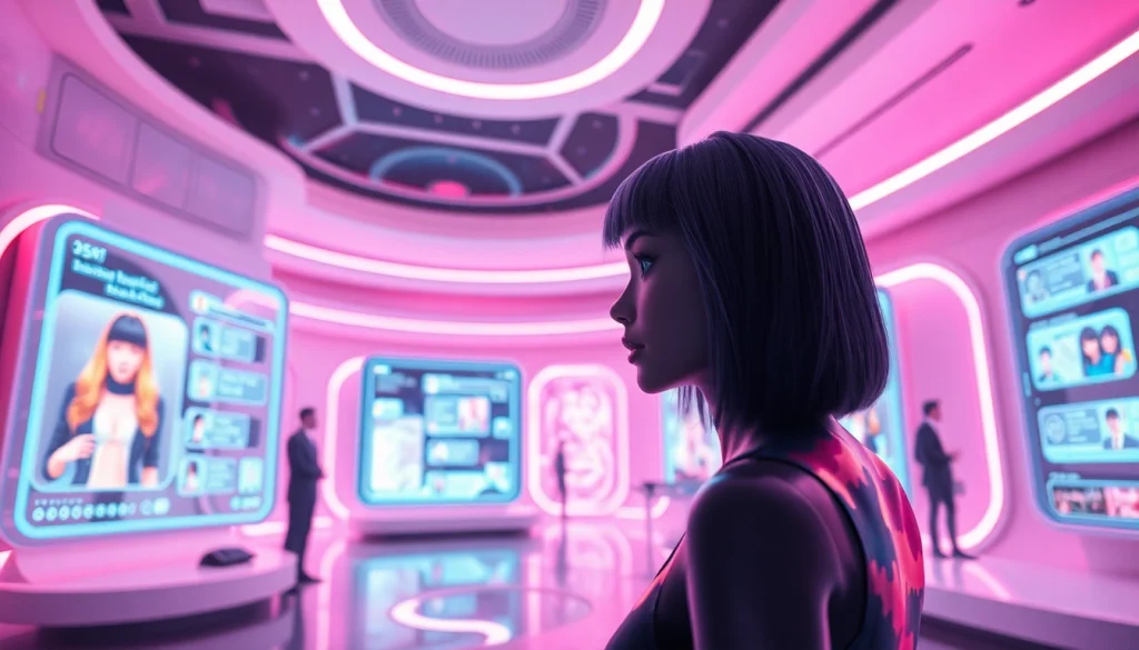 Engaging scene depicting free NSFW character AI interaction in a modern digital space.