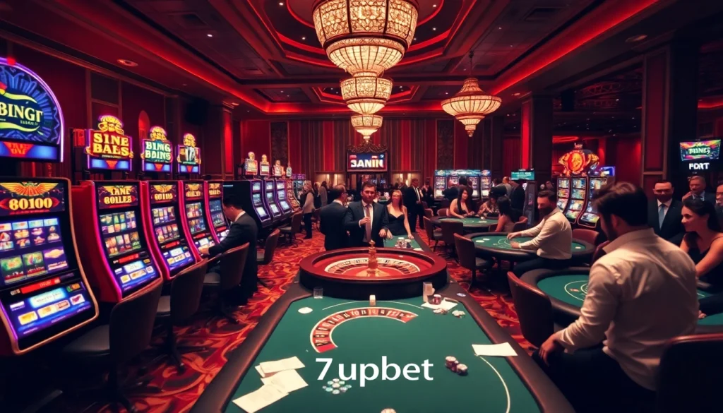 Players enjoying diverse casino games at 7upbet, showcasing excitement and winning moments.