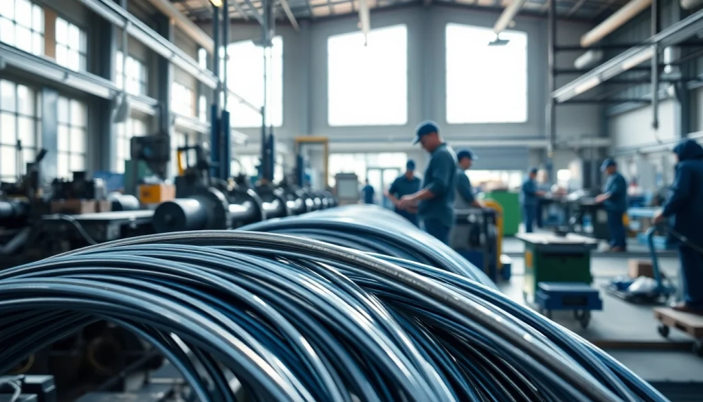 Wire Manufacturer in a bright facility showcasing advanced machinery and skilled workmanship.