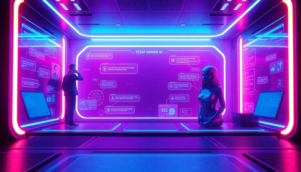 Futuristic interface of a vibrant NSFW AI platform showcasing interactive adult experiences.