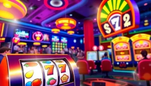 Menggambarkan slot depo 1k yang menarik di mesin slot digital dengan simbol warna-warni.