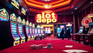 Rasakan sensasi slot depo 5K dengan meja kasino yang hidup, mesin slot berwarna-warni, dan chip poker.