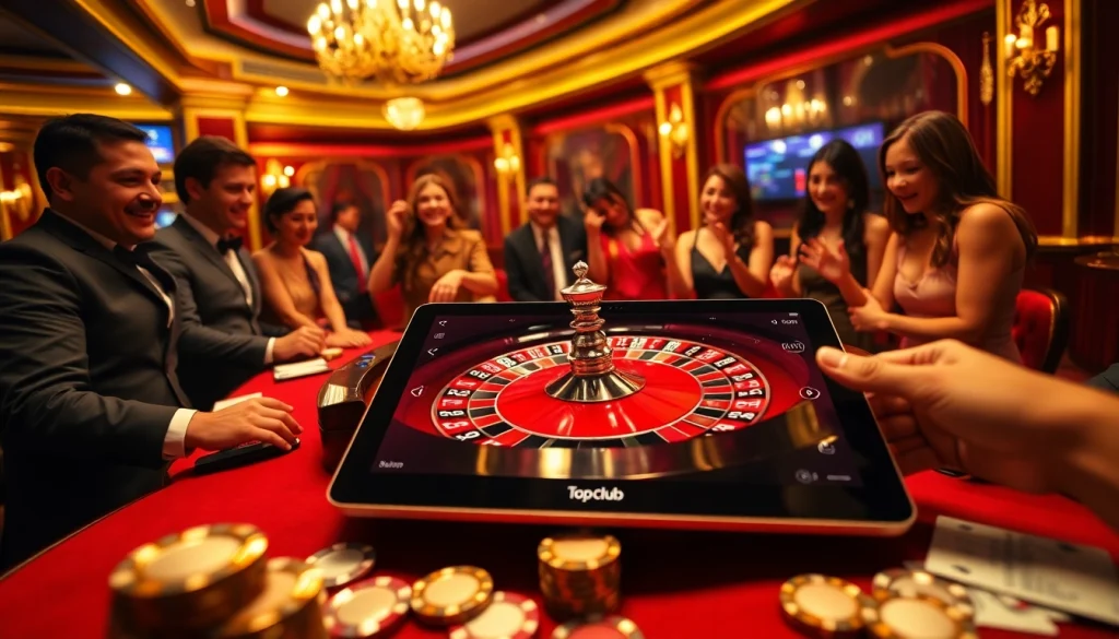 Join the topclub community by placing bets at an exciting casino table filled with vibrant poker chips.