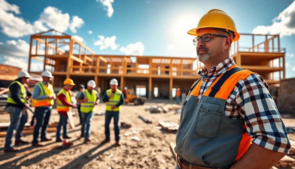 New Jersey General Contractor supervising a vibrant construction site, ensuring project efficiency.