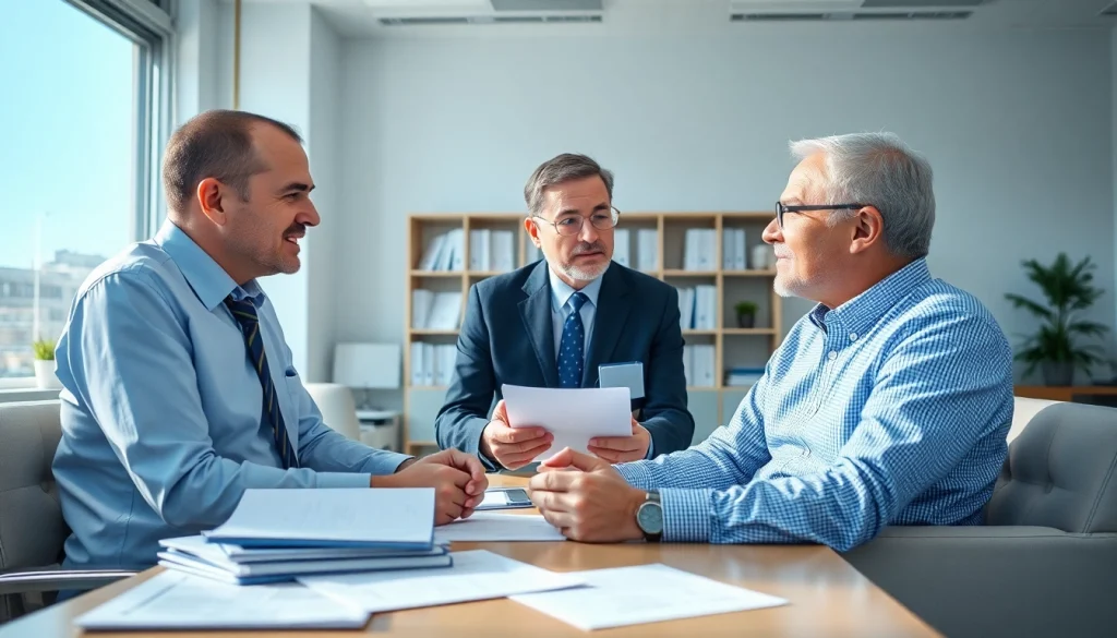 IRS consultation scene with a professional interacting with a client.