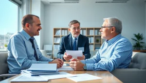 IRS consultation scene with a professional interacting with a client.