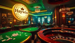 Intense gaming at Haywin casino featuring luxurious tables and lively atmosphere.