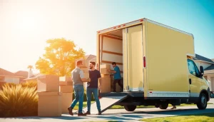 Image depicting reliable moving services edmonton with professional movers loading a truck.