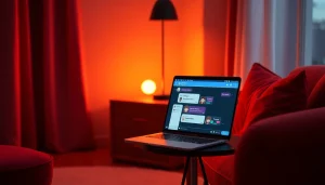 Engaging NSFW AI chat interface shown in a cozy modern room setting.