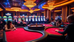 Players at LUCK8 experience gripping poker action amid vibrant casino ambiance.