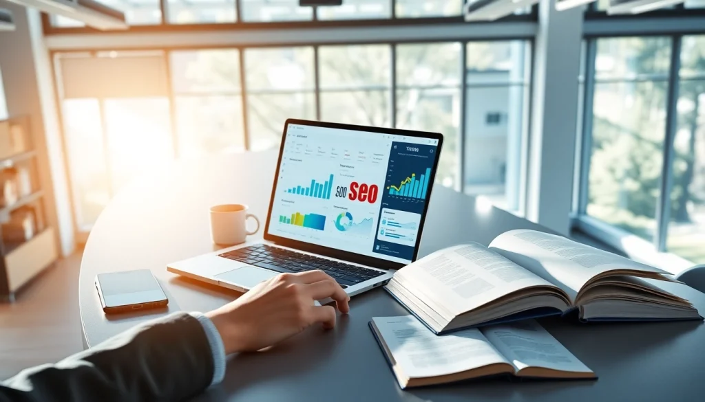 Analyze seo meta tags in a professional workspace featuring analytics and creative elements.