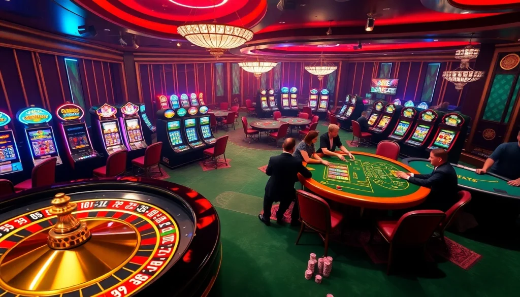 Joueurs engagés profitant des jeux au meilleur casino en ligne, incluant la roulette et le poker.