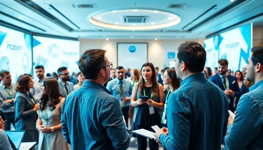 Engage at the venture capital and startup conference with entrepreneurs sharing ideas and networking.