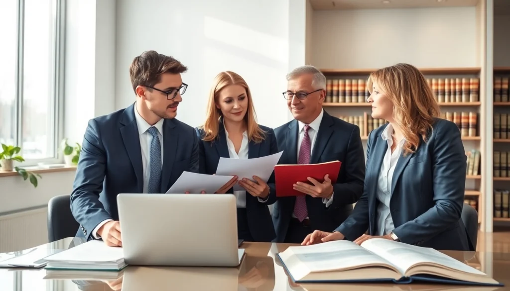 Greenville Personal Injury Lawyers discussing legal cases in a professional office setting.
