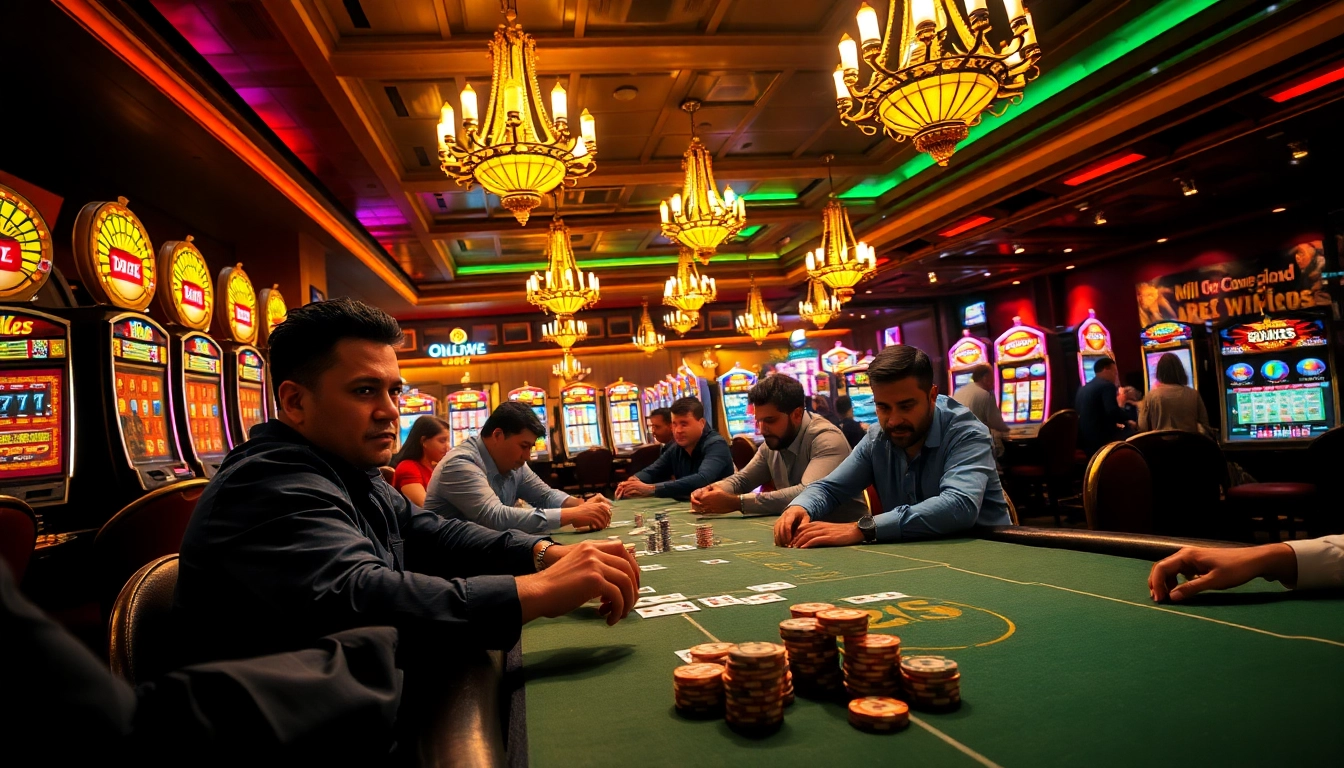 Semarak permainan slot gacor di kasino, pemain fokus dan penuh energi.