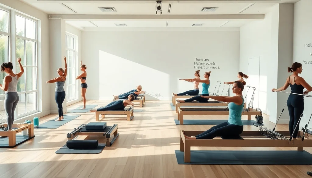 穏やかなスタジオ環境でピラティスを練習する多様な人々のシーン - ピラティス おすすめ