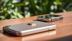 Handy Tasche abschließbar mit sicherem Verschluss auf stilvollem Hintergrund.