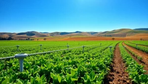Enhance land irrigation techniques with modern drip systems nurturing vibrant crops.