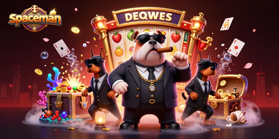 Spaceman theme with a mafia bulldog and bodyguards in a vibrant casino setting.