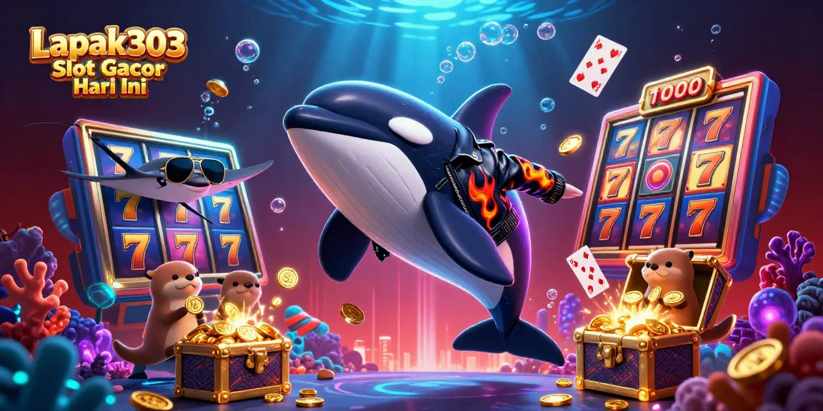 Experience thrilling gameplay with Lapak303 Slot Gacor Hari Ini, highlighted by vibrant 3D characters and casino elements.