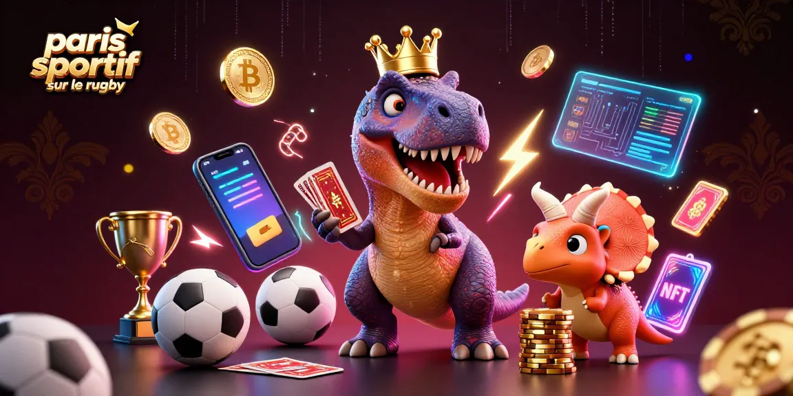 Pariez en direct sur le rugby avec paris sportif sur le rugby tout en profitant de la dynamique d'un T-Rex cartoon et de jeux de casino