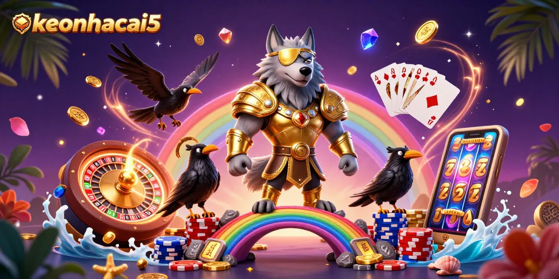 Betting with keonhacai5 as Odin and his ravens bring fortune among casino elements.